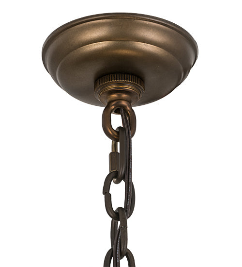 Meyda Lighting Tall Pines 23" 4-Light Antique Copper Inverted Pendant Light With Silver Mica Shade Glass