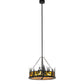 Meyda Lighting Tall Pines 23" 4-Light Textured Black Inverted Pendant Light With Amber Mica Shade Glass
