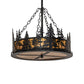 Meyda Lighting Tall Pines 23" 4-Light Textured Black Inverted Pendant Light With Amber Mica Shade Glass