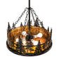 Meyda Lighting Tall Pines 23" 4-Light Textured Black Inverted Pendant Light With Amber Mica Shade Glass
