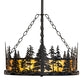 Meyda Lighting Tall Pines 23" 4-Light Textured Black Inverted Pendant Light With Amber Mica Shade Glass