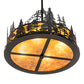 Meyda Lighting Tall Pines 23" 4-Light Textured Black Inverted Pendant Light With Amber Mica Shade Glass