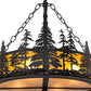 Meyda Lighting Tall Pines 23" 4-Light Textured Black Inverted Pendant Light With Amber Mica Shade Glass