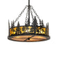 Meyda Lighting Tall Pines 23" 4-Light Textured Black Inverted Pendant Light With Amber Mica Shade Glass