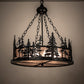 Meyda Lighting Tall Pines 23" 4-Light Textured Black Inverted Pendant Light With Silver Mica Shade Glass