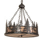 Meyda Lighting Tall Pines 23" 4-Light Textured Black Inverted Pendant Light With Silver Mica Shade Glass