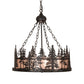 Meyda Lighting Tall Pines 23" 4-Light Textured Black Inverted Pendant Light With Silver Mica Shade Glass