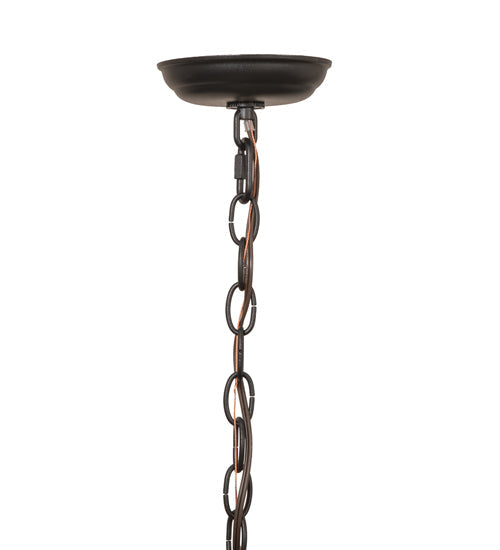 Meyda Lighting Tall Pines 23" 4-Light Textured Black Inverted Pendant Light With Silver Mica Shade Glass