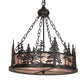 Meyda Lighting Tall Pines 23" 4-Light Textured Black Inverted Pendant Light With Silver Mica Shade Glass