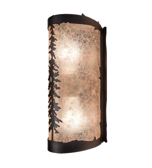 Meyda Lighting Tall Pines 231470 5" 2-Light Mahogany Bronze Wall Sconce With Silver Mica Shade Glass