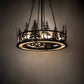 Meyda Lighting Tall Pines 233793 45" 8-Light Satin Black Wrought Iron Chandelier With Silver Mica Shade Glass and Fan