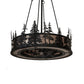 Meyda Lighting Tall Pines 233793 45" 8-Light Satin Black Wrought Iron Chandelier With Silver Mica Shade Glass and Fan