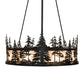 Meyda Lighting Tall Pines 233793 45" 8-Light Satin Black Wrought Iron Chandelier With Silver Mica Shade Glass and Fan