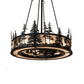 Meyda Lighting Tall Pines 233793 45" 8-Light Satin Black Wrought Iron Chandelier With Silver Mica Shade Glass and Fan