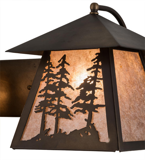 Meyda Lighting Tall Pines 24" 2-Light Antique Copper Vanity Light With Silver Mica Shade Glass