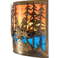 Meyda Lighting Tall Pines 24" 2-Light Antique Copper Wall Sconce With Orange & Blue Green Art Shade Glass