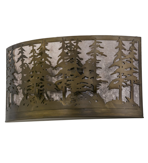 Meyda Lighting Tall Pines 24" 2-Light Antique Copper Wall Sconce With Silver Mica Shade Glass