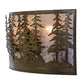 Meyda Lighting Tall Pines 24" 2-Light Antique Copper Wall Sconce With Silver Mica Shade Glass