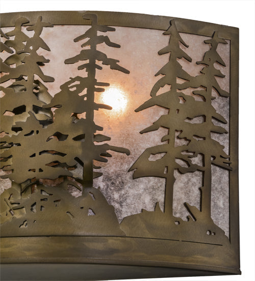 Meyda Lighting Tall Pines 24" 2-Light Antique Copper Wall Sconce With Silver Mica Shade Glass