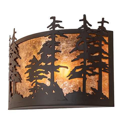 Meyda Lighting Tall Pines 24" 2-Light Oil Rubbed Bronze Wall Sconce With Amber Mica Shade Glass