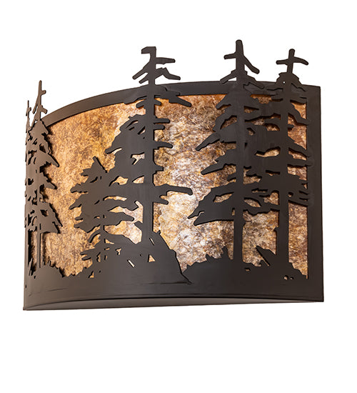 Meyda Lighting Tall Pines 24" 2-Light Oil Rubbed Bronze Wall Sconce With Amber Mica Shade Glass