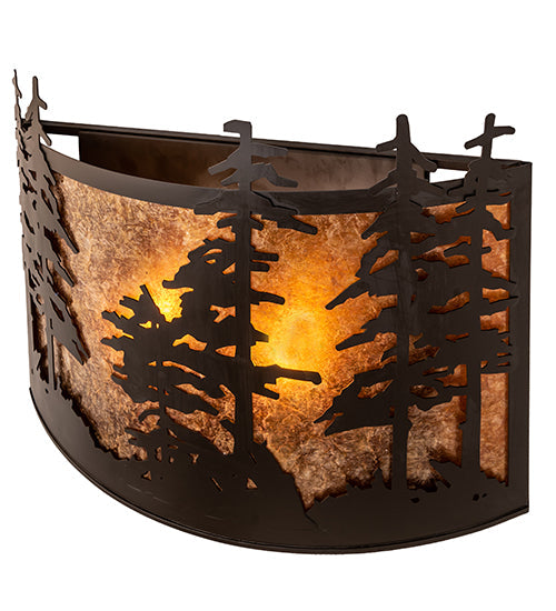 Meyda Lighting Tall Pines 24" 2-Light Oil Rubbed Bronze Wall Sconce With Amber Mica Shade Glass