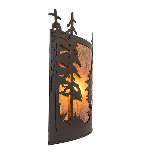 Meyda Lighting Tall Pines 24" 2-Light Oil Rubbed Bronze Wall Sconce With Amber Mica Shade Glass