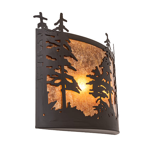 Meyda Lighting Tall Pines 24" 2-Light Oil Rubbed Bronze Wall Sconce With Amber Mica Shade Glass