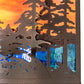 Meyda Lighting Tall Pines 24" 2-Light Rust & Wrought Iron Wall Sconce With Orange & Blue Shade Glass