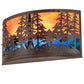 Meyda Lighting Tall Pines 24" 2-Light Rust & Wrought Iron Wall Sconce With Orange & Blue Shade Glass