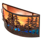 Meyda Lighting Tall Pines 24" 2-Light Rust & Wrought Iron Wall Sconce With Orange & Blue Shade Glass