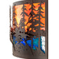 Meyda Lighting Tall Pines 24" 2-Light Rust & Wrought Iron Wall Sconce With Orange & Blue Shade Glass