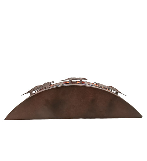 Meyda Lighting Tall Pines 24" 2-Light Rust & Wrought Iron Wall Sconce With Orange & Blue Shade Glass