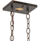 Meyda Lighting Tall Pines 24" 3-Light Dark Burnished Antique Copper Island Pendant Light With Amber Mica Shade Glass