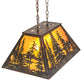 Meyda Lighting Tall Pines 24" 3-Light Dark Burnished Antique Copper Island Pendant Light With Amber Mica Shade Glass