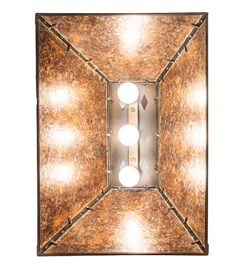 Meyda Lighting Tall Pines 24" 3-Light Dark Burnished Antique Copper Island Pendant Light With Amber Mica Shade Glass