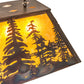 Meyda Lighting Tall Pines 24" 3-Light Dark Burnished Antique Copper Island Pendant Light With Amber Mica Shade Glass