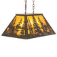 Meyda Lighting Tall Pines 24" 3-Light Dark Burnished Antique Copper Island Pendant Light With Amber Mica Shade Glass