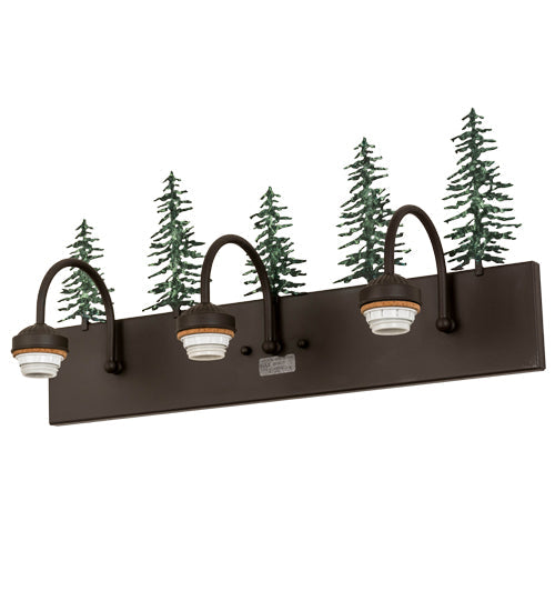 Meyda Lighting Tall Pines 24" 3-Light Oil Rubbed Bronze & Green Trees Vanity Light Hardware