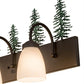 Meyda Lighting Tall Pines 24" 3-Light Oil Rubbed Bronze & Green Trees Vanity Light With White Shade Glass