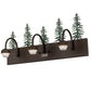 Meyda Lighting Tall Pines 24" 3-Light Oil Rubbed Bronze & Green Trees Vanity Light With White Shade Glass