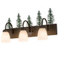 Meyda Lighting Tall Pines 24" 3-Light Oil Rubbed Bronze & Green Trees Vanity Light With White Shade Glass