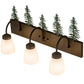 Meyda Lighting Tall Pines 24" 3-Light Oil Rubbed Bronze & Green Trees Vanity Light With White Shade Glass