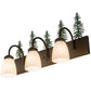 Meyda Lighting Tall Pines 24" 3-Light Oil Rubbed Bronze & Green Trees Vanity Light With White Shade Glass