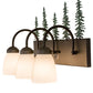 Meyda Lighting Tall Pines 24" 3-Light Oil Rubbed Bronze & Green Trees Vanity Light With White Shade Glass