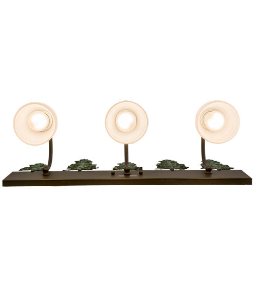 Meyda Lighting Tall Pines 24" 3-Light Oil Rubbed Bronze & Green Trees Vanity Light With White Shade Glass