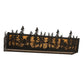 Meyda Lighting Tall Pines 24" 4-Light Black Satin Wrought Iron Vanity Light With Amber Mica Shade Glass