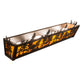 Meyda Lighting Tall Pines 24" 4-Light Black Satin Wrought Iron Vanity Light With Amber Mica Shade Glass