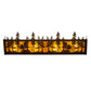Meyda Lighting Tall Pines 24" 4-Light Black Satin Wrought Iron Vanity Light With Amber Mica Shade Glass