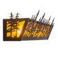 Meyda Lighting Tall Pines 24" 4-Light Black Satin Wrought Iron Vanity Light With Amber Mica Shade Glass